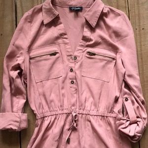 Blush colored shirt dress